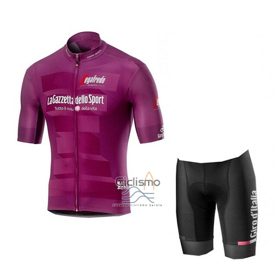 Giro d'Italia Ropa Ciclismo Culotte Corto 2019 Hombre Mangas Cortas Violeta